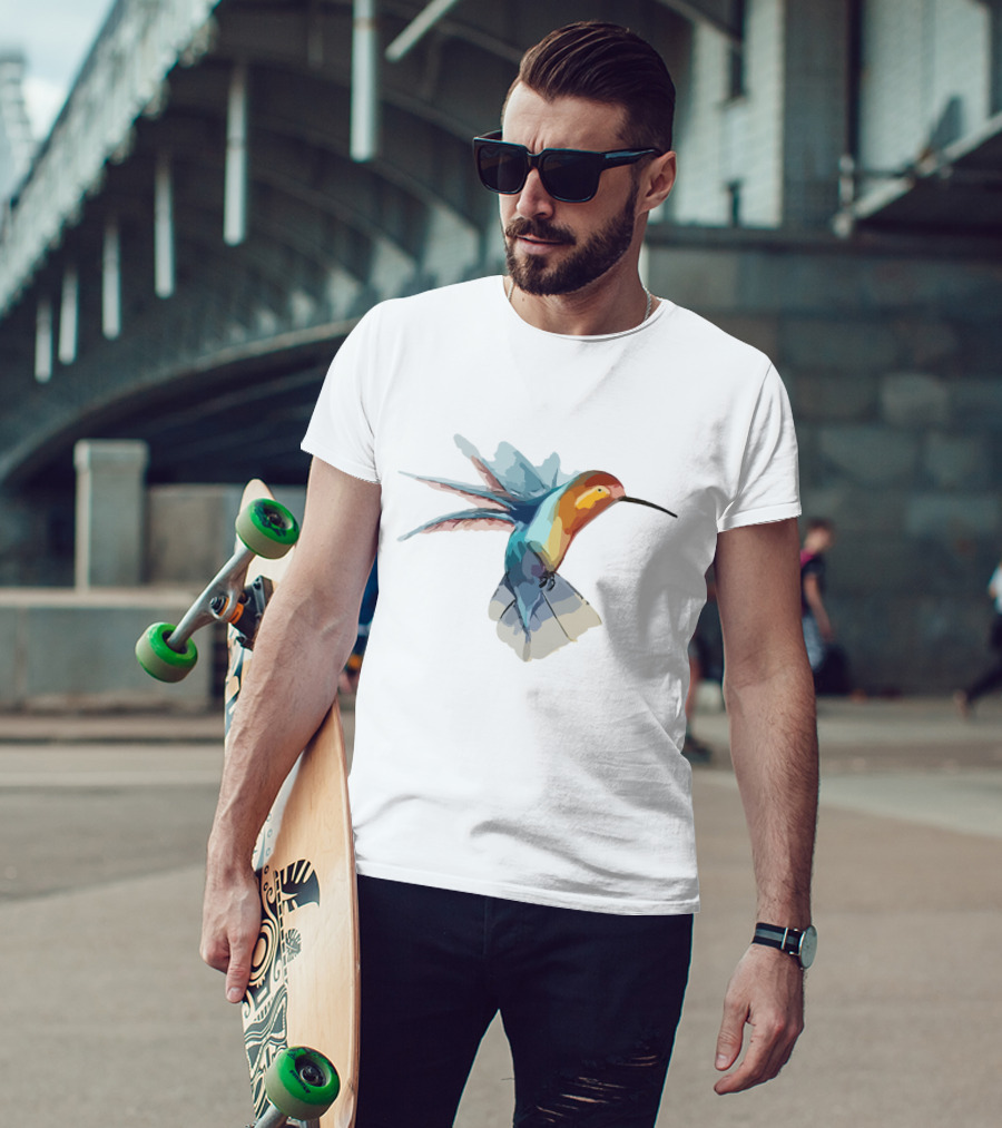 Ao Hinh Con Chim Vibrant Watercolor Bird T-Shirt