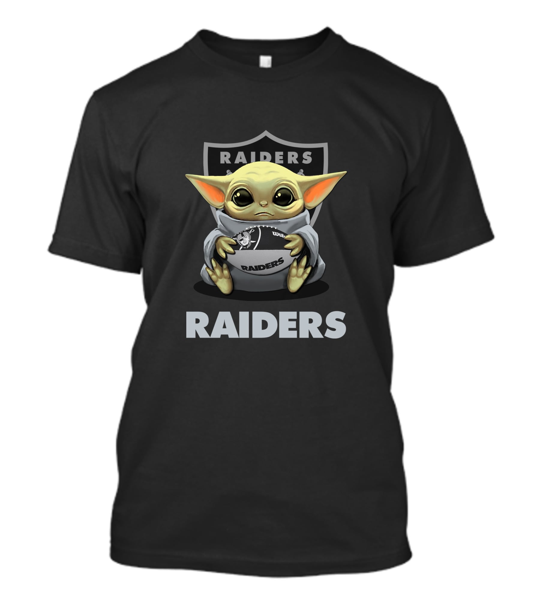 Raiders Baby Yoda Holding Football T-Shirt