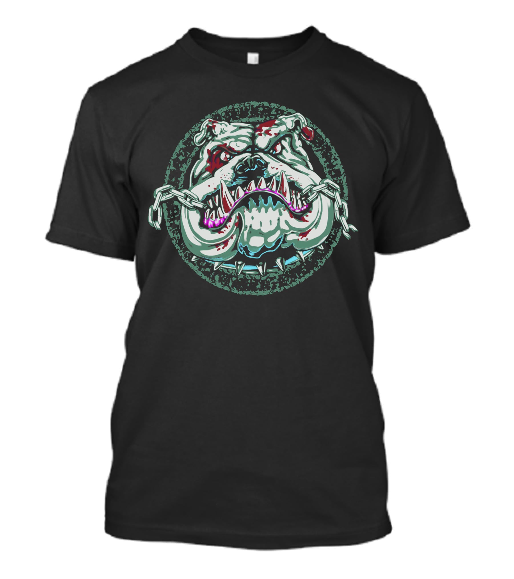 Angry Bulldog Chains Fierce Expression T-Shirt