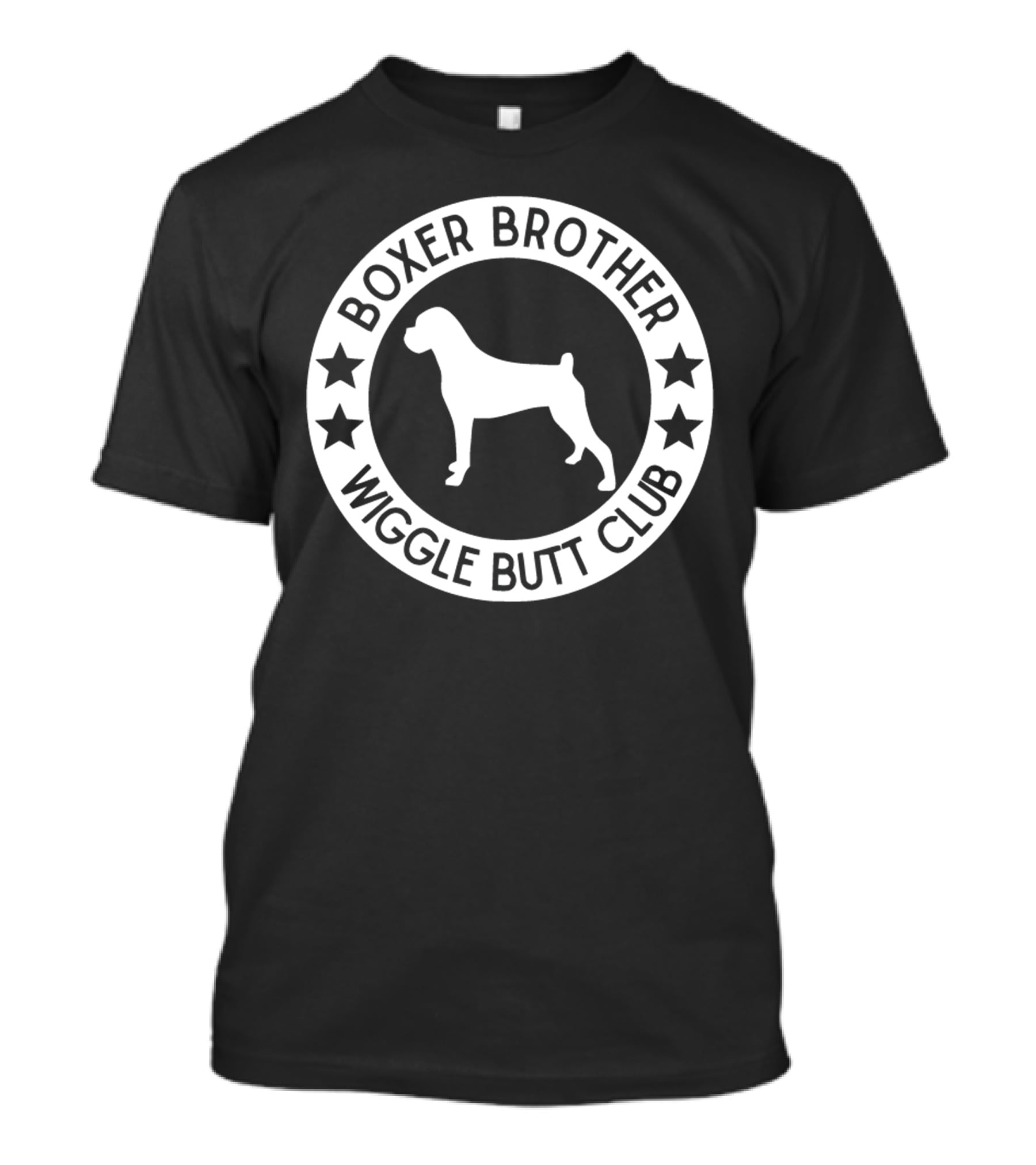 Boxer Brother Wiggle Butt Club Circle Stars Dog T-Shirt