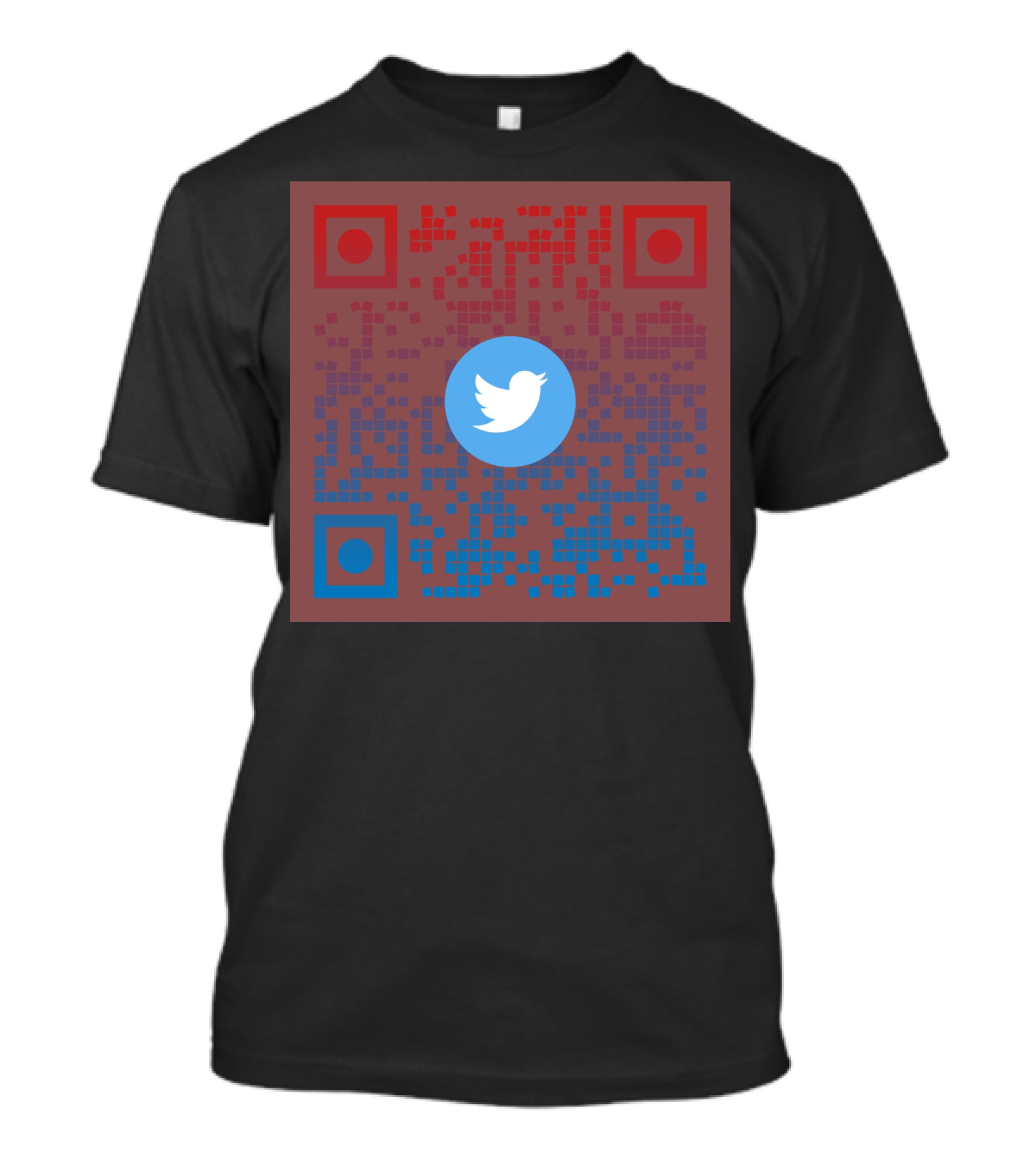 Twitter QR Code Red Blue Squares T-Shirt