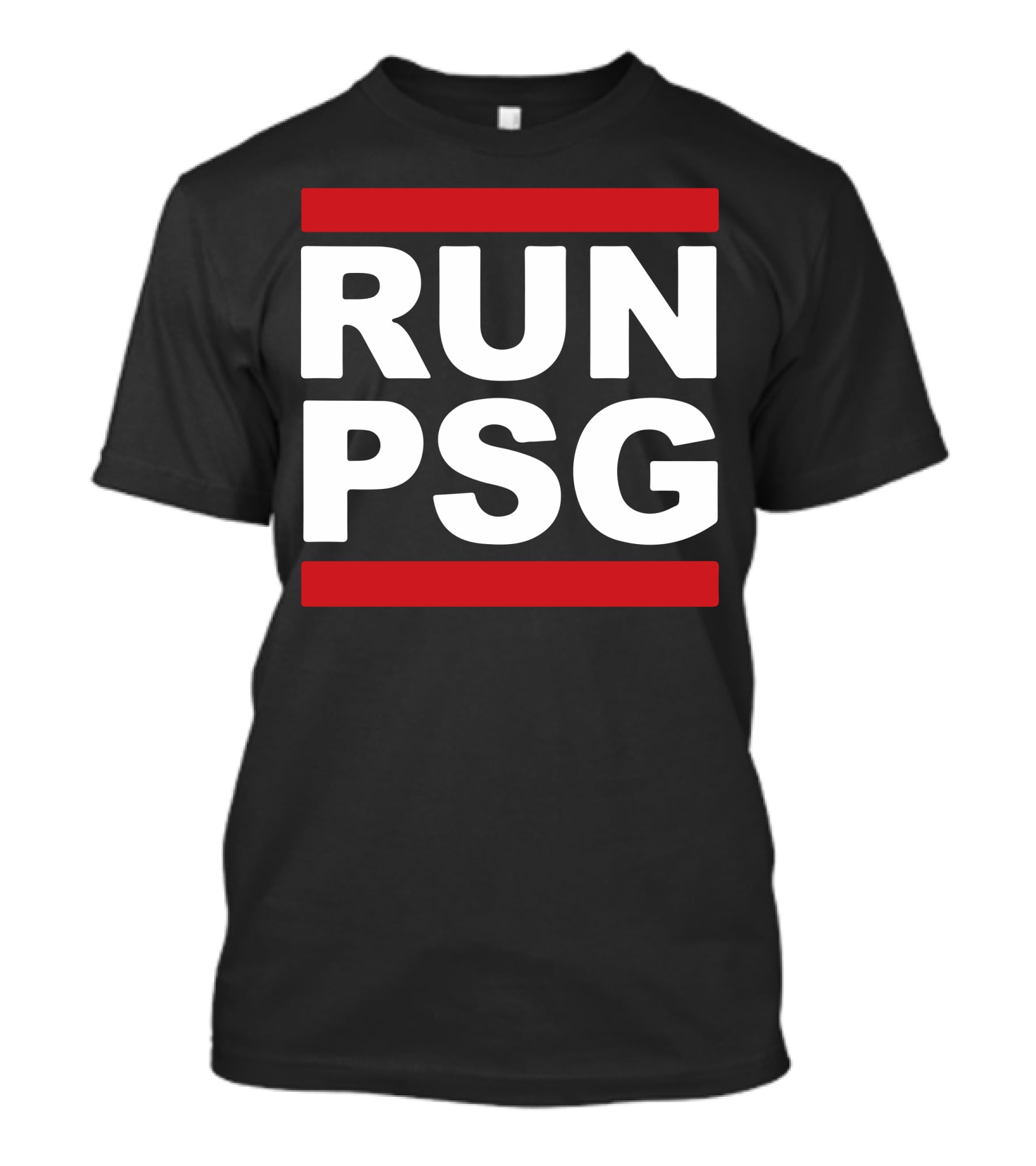 Run PSG Paris St Germain Fotbal Black Red Letters T-Shirt