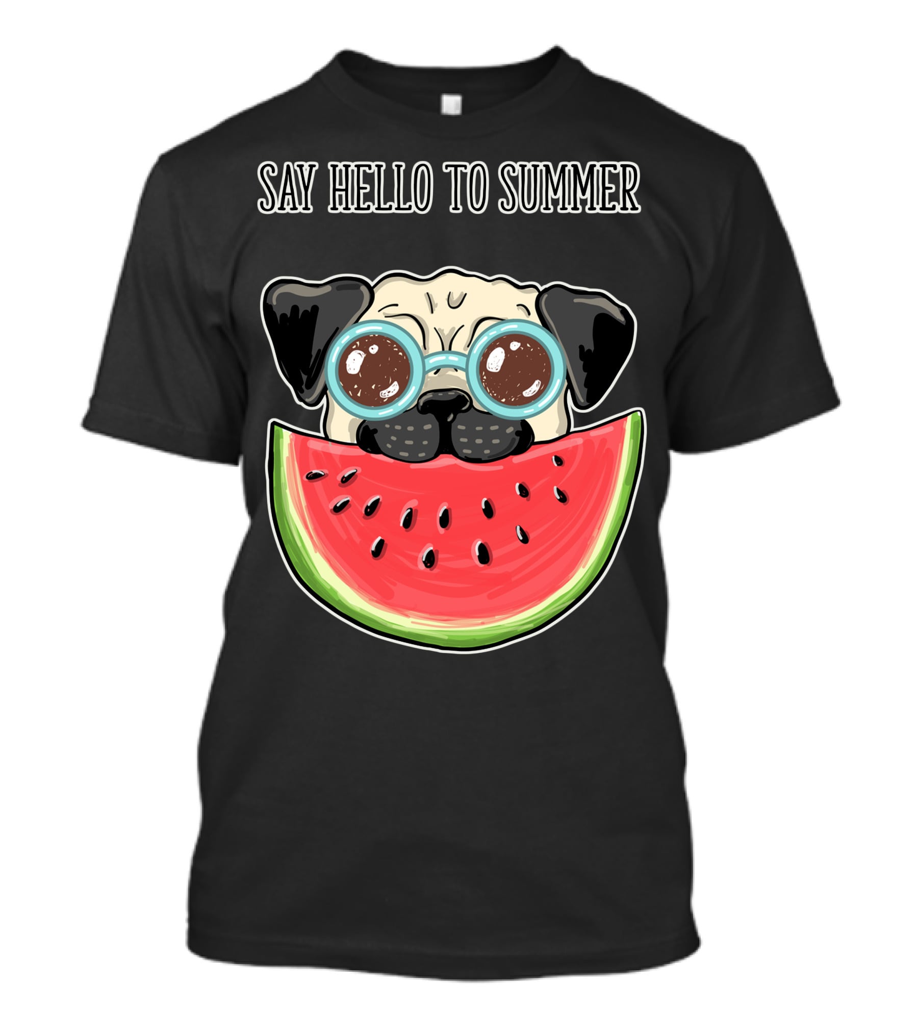Say Hello To Summer Pug With Watermelon And Glasses T-Shirt