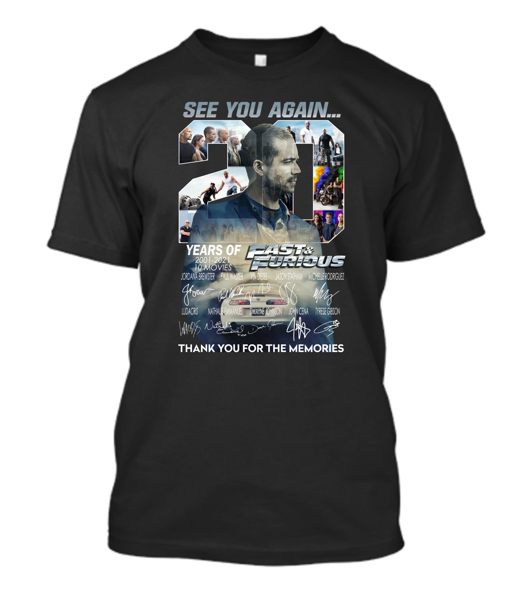 See You Again 20 Years Of Fast And Furious Thank You For The Memories T-Shirt