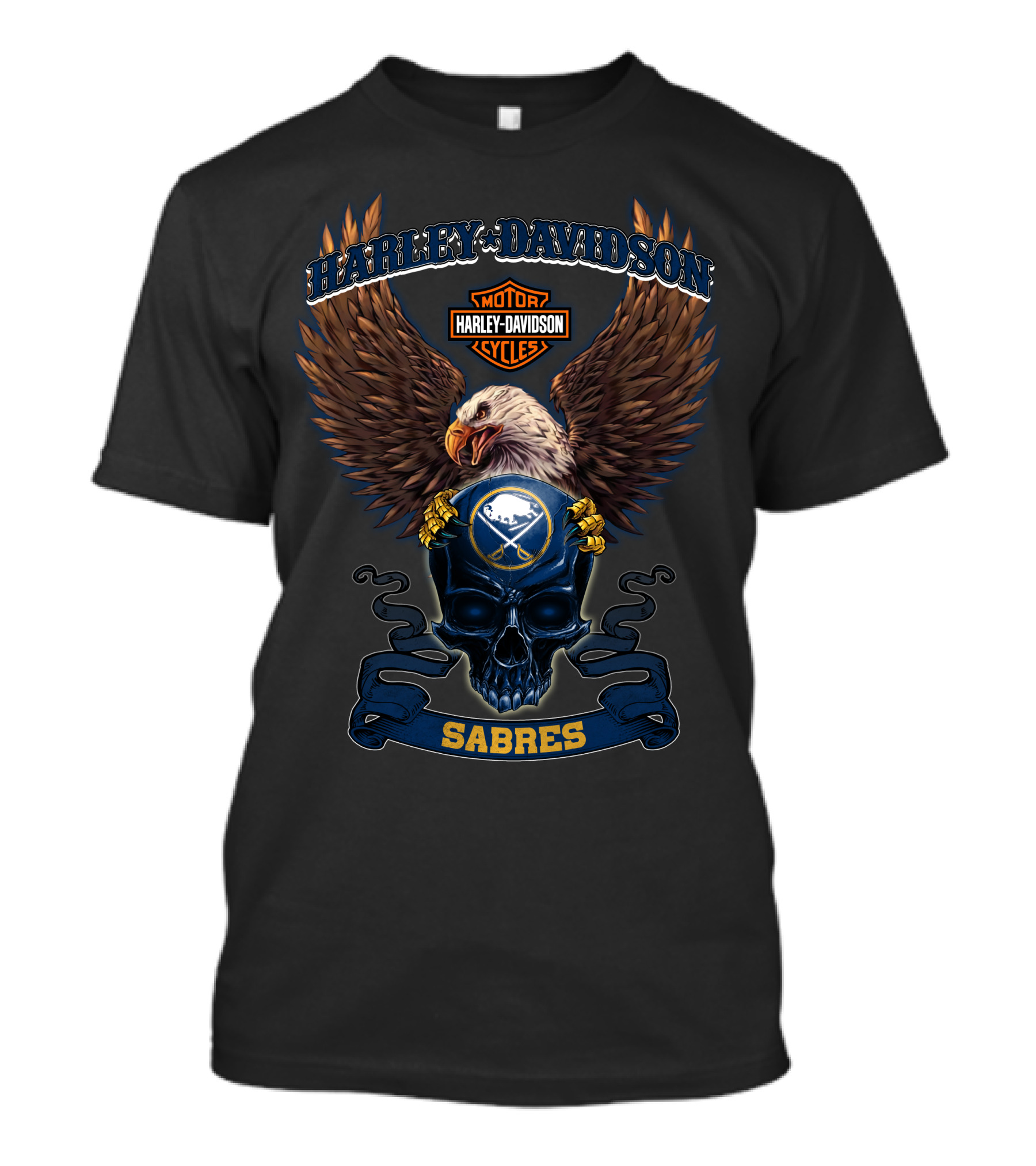 Harley Davidson Motor Cycles Eagle Sabres Buffalo Nhl T-Shirt