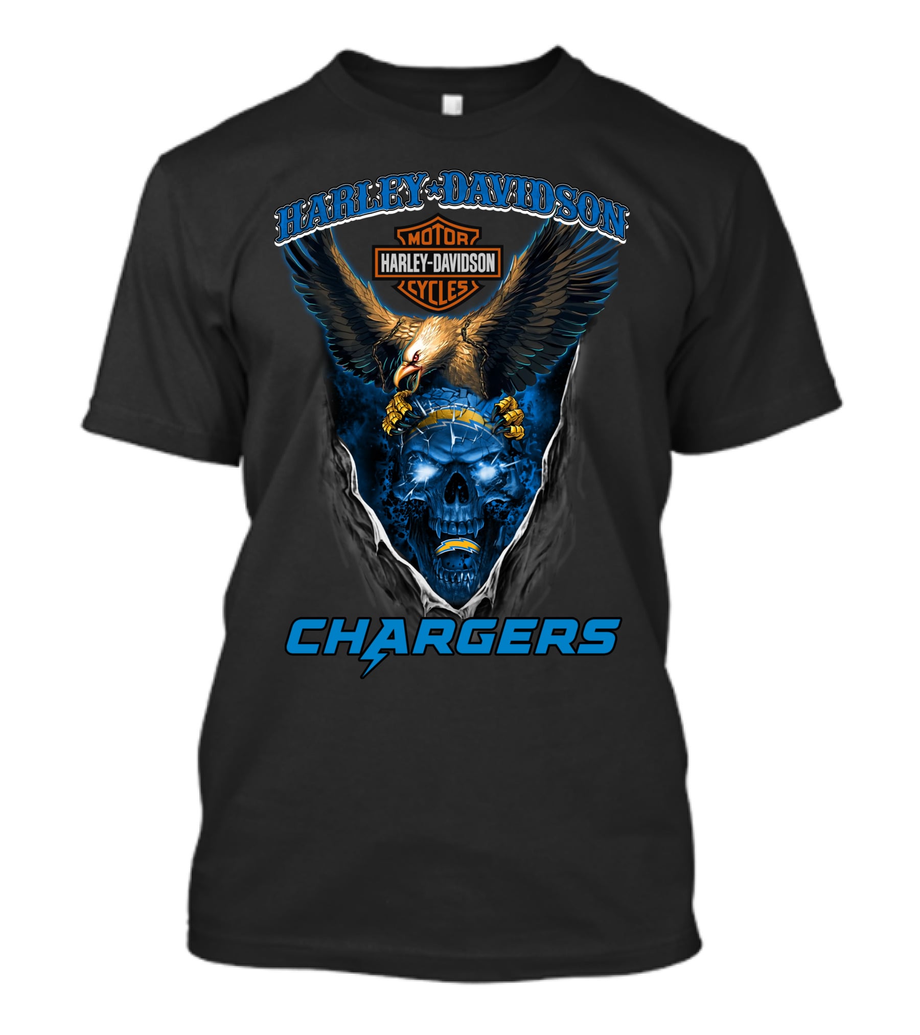 Harley Davidson Motorcycles Chargers Hd29Nfl Los Angeles T-Shirt