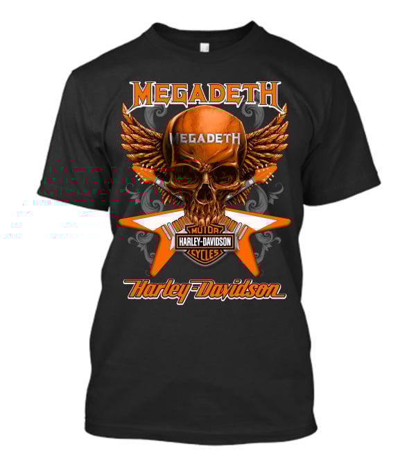 Megadeth Harley Davidson Motor Cycles Skull Wings T-Shirt