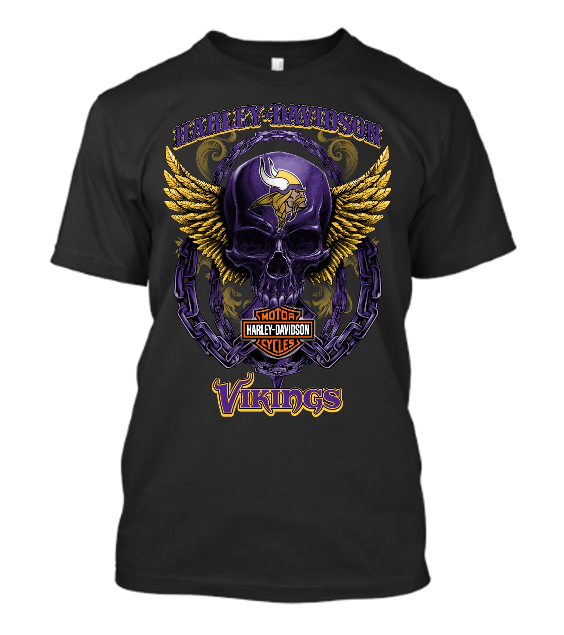 Harley Davidson Motorcycles Minnesota Vikings Skull T-Shirt