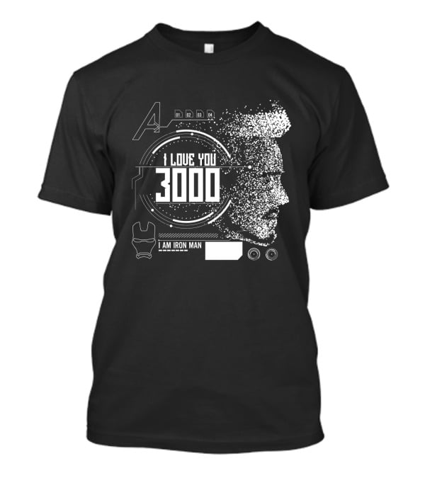 Marvel Avengers I Love You 3000 I Am Iron Man Pixel Art Profile T-Shirt