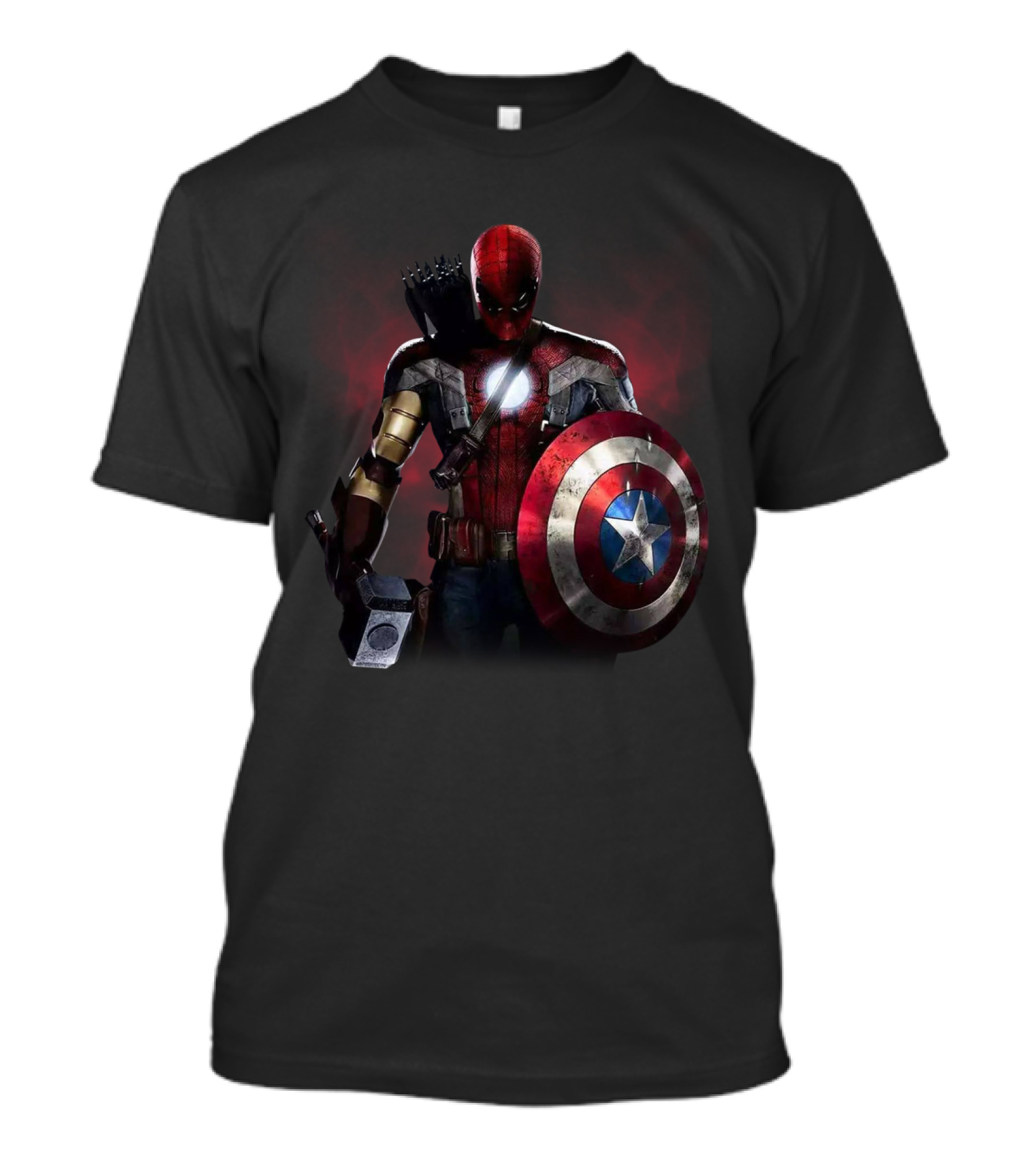 Captain America Deadpool Iron Man Spiderman Thor Hawkeye Avengers Crossover T-Shirt