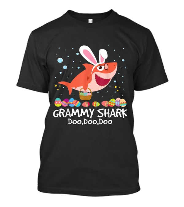 Grammy Shark Doo Doo Doo Easter Bunny Ears And Eggs T-Shirt