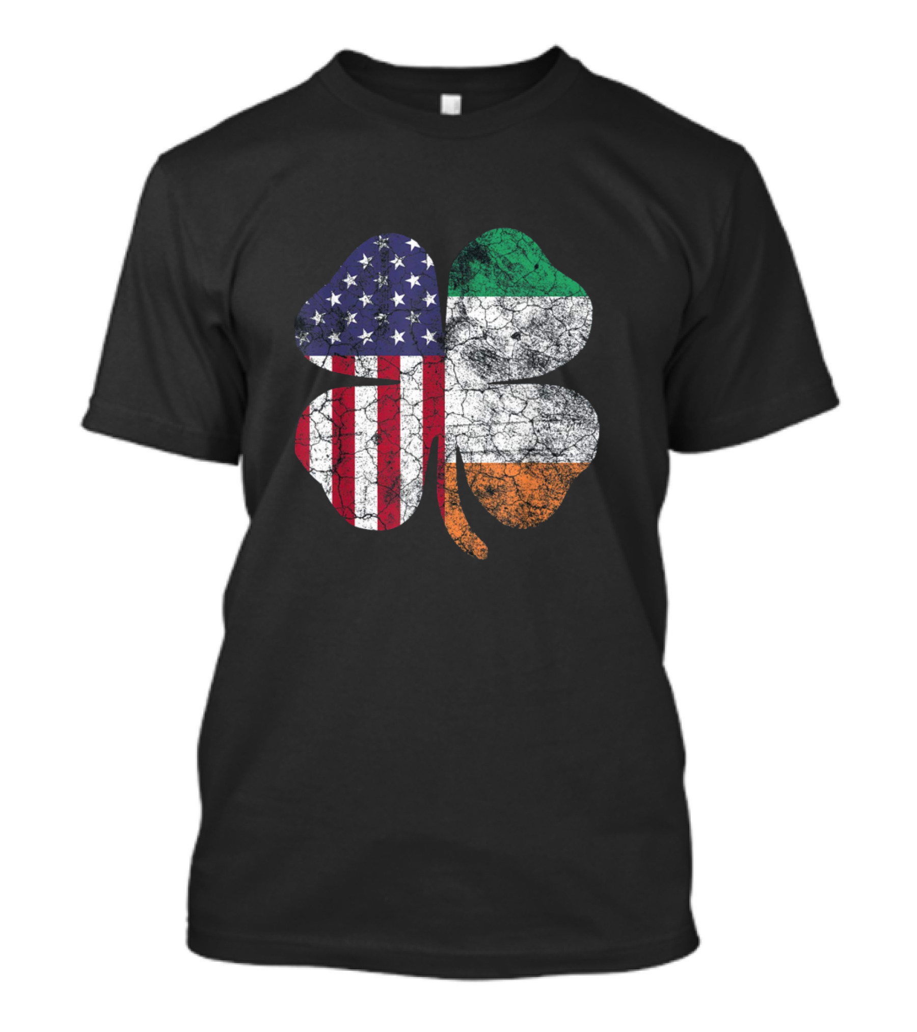 Irish American Flag Shamrock With Stars And Stripes And Tricolor Elements T-Shirt