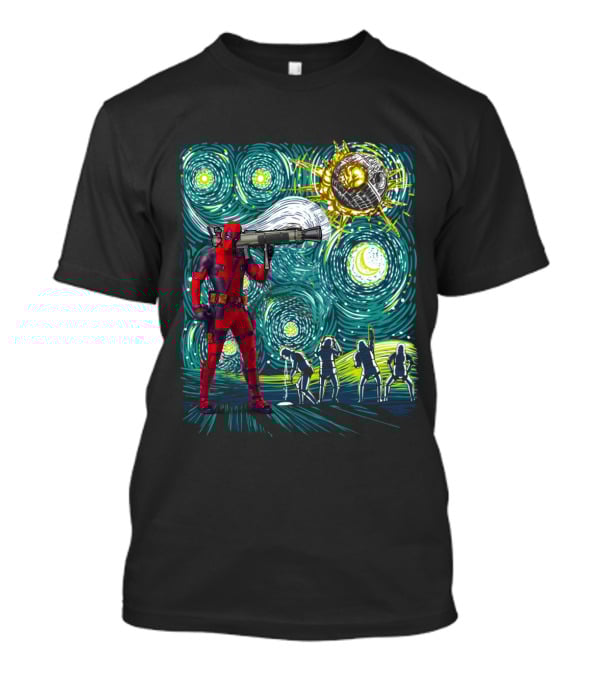 Deadpool Starry Night Meets Death Star T-Shirt