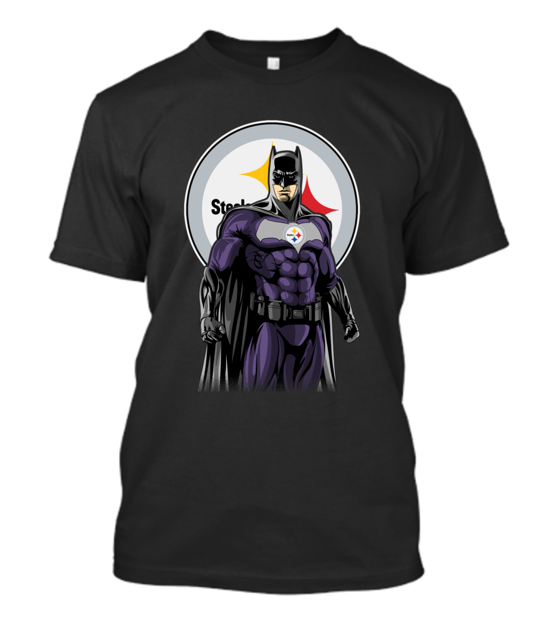 Steelers Superhero Emblem With Iconic Batman T-Shirt