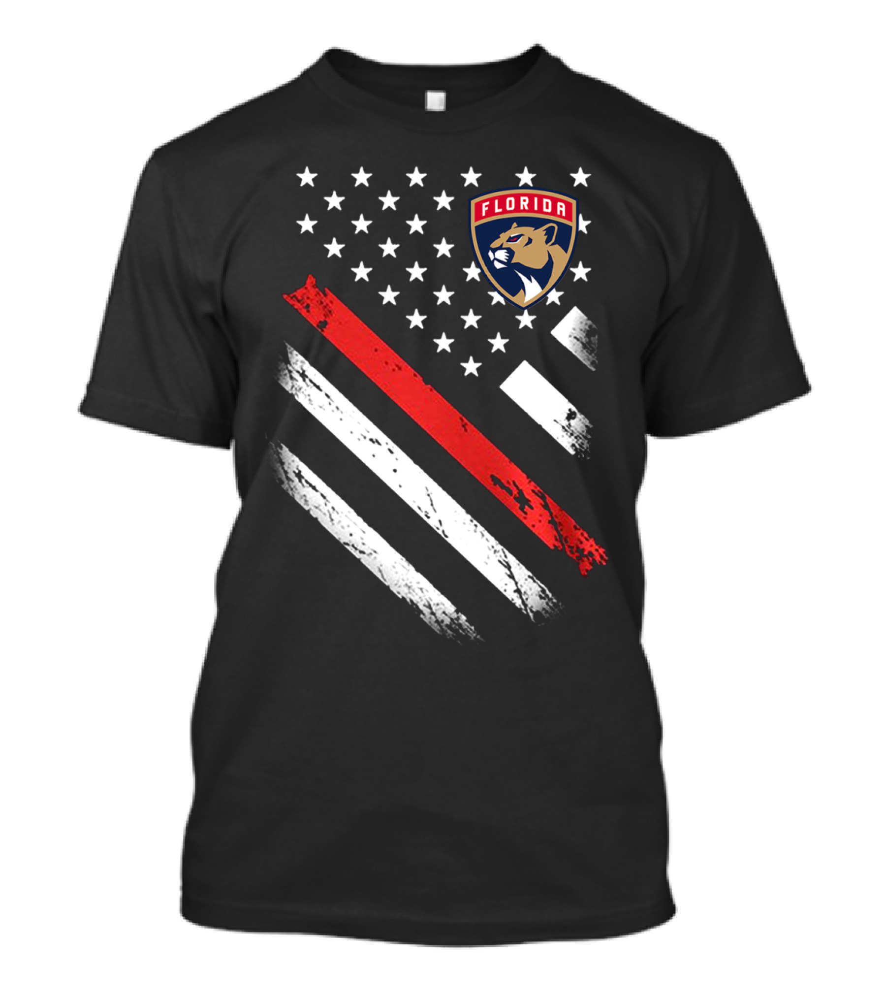 Florida Panthers American Flag Style Red Stripe T-Shirt