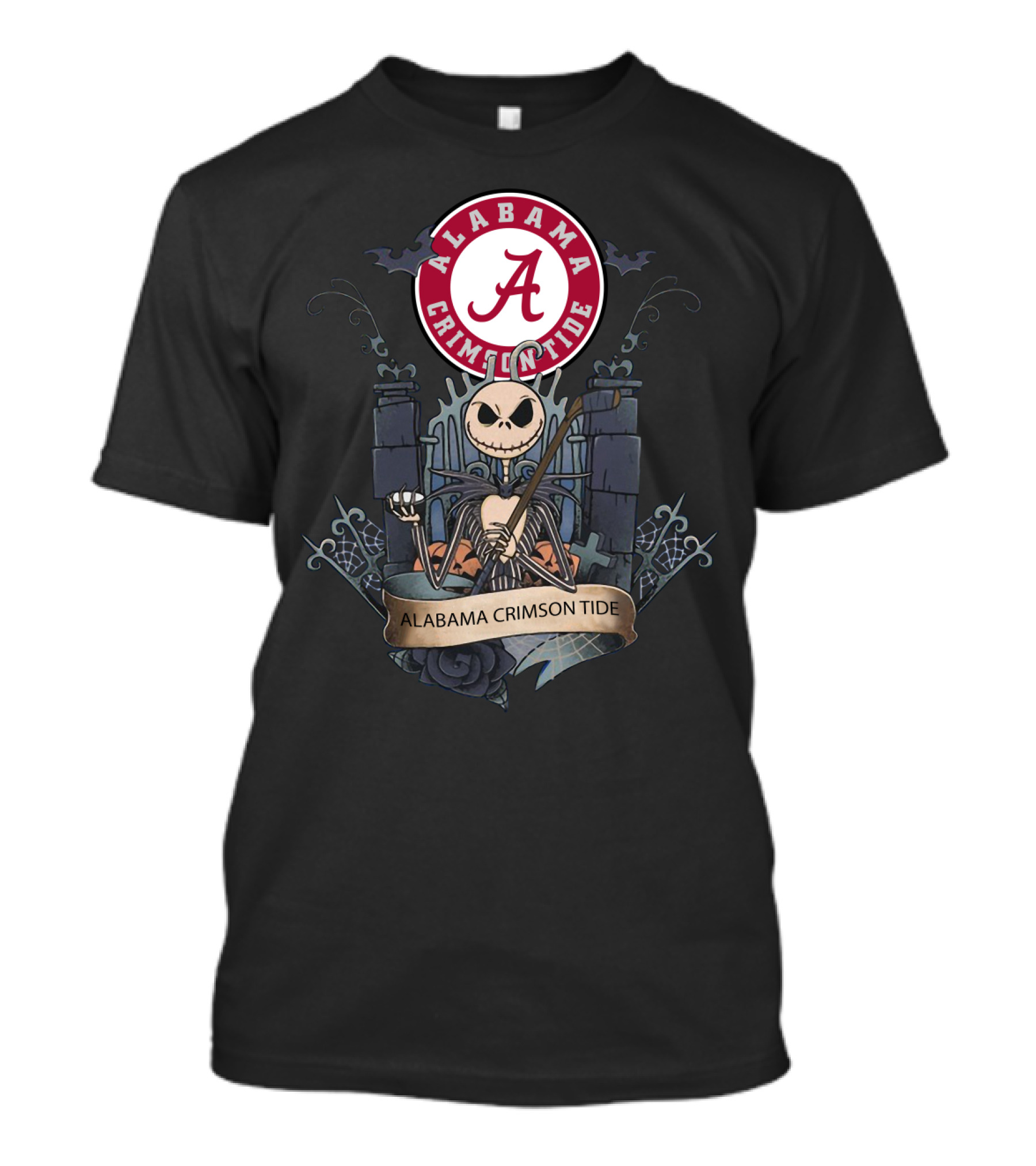 Alabama Crimson Tide Basketball Gothic Style Icon With Skeleton Character T-Shirt