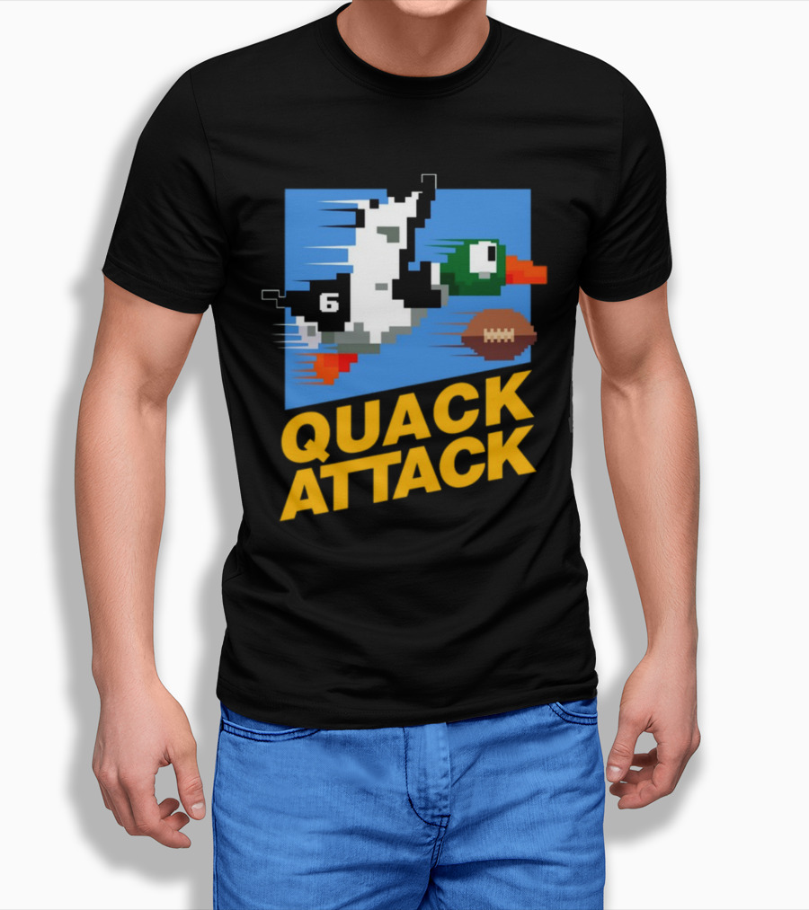 Quack Attack Pixel Duck Football Retro Gaming T-Shirt