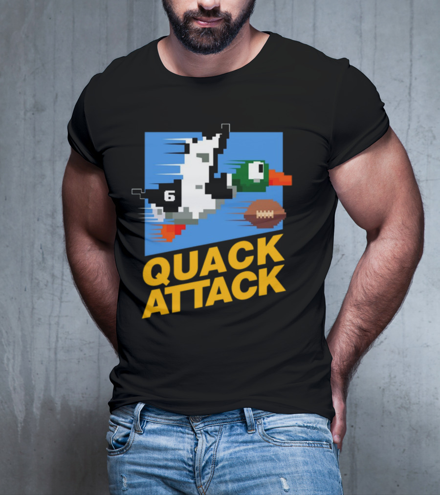 Quack Attack Pixel Duck Football Retro Gaming T-Shirt