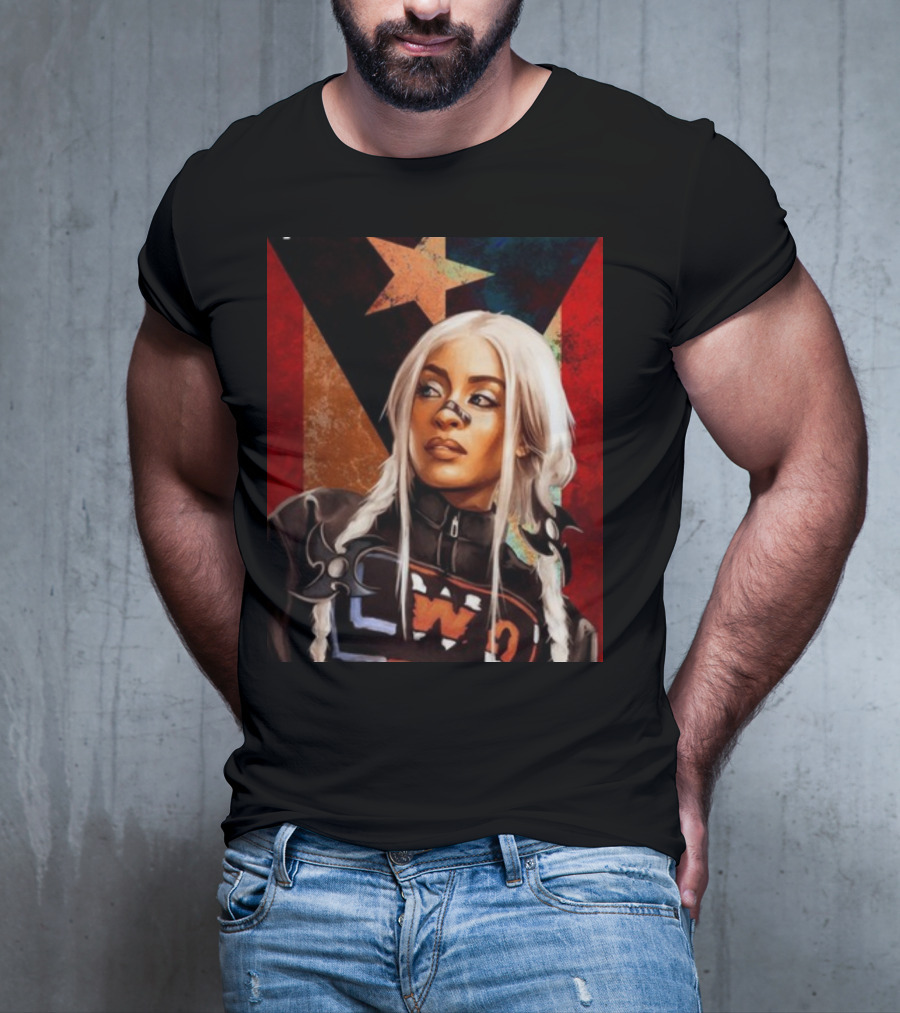 LWO Zelina Vega Fear La Chancla Puerto Rican Flag Background T-Shirt