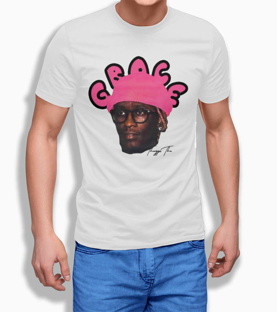 Thuggin Thuggin Grace Pink Beanie Glasses T-Shirt