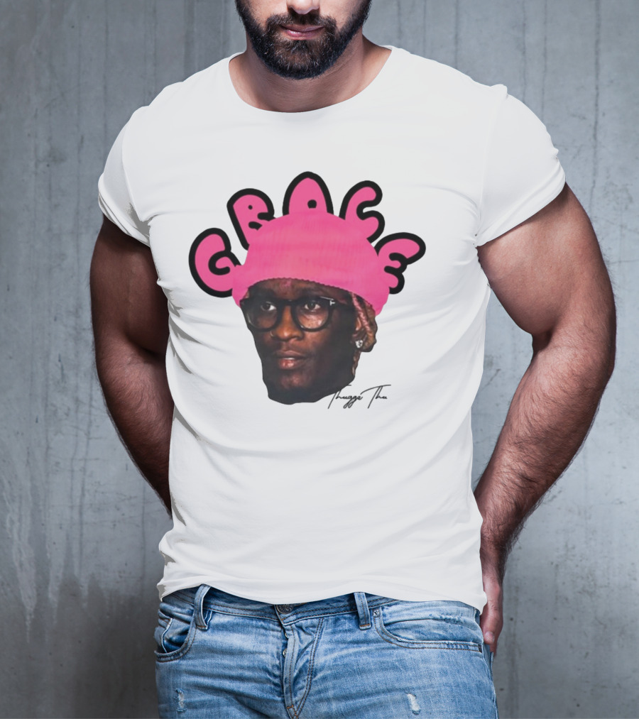 Thuggin Thuggin Grace Pink Beanie Glasses T-Shirt