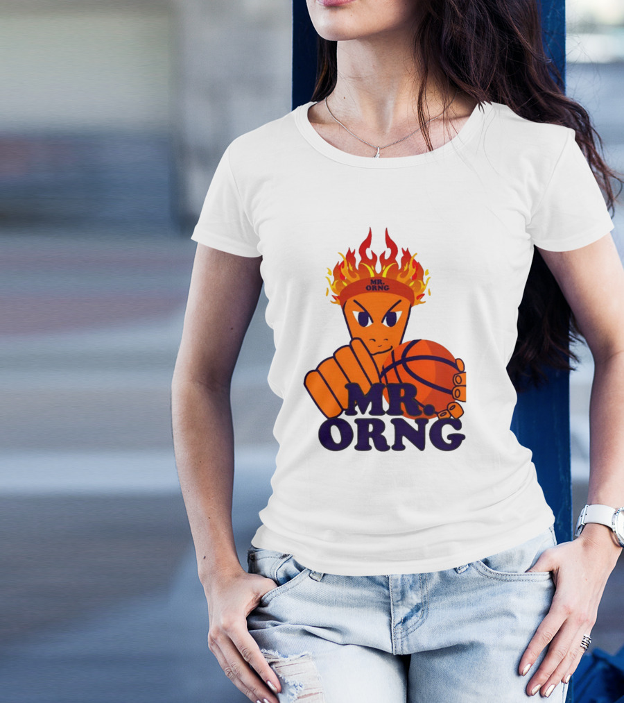MR ORNG Basketball Flame Fist Character T-Shirt