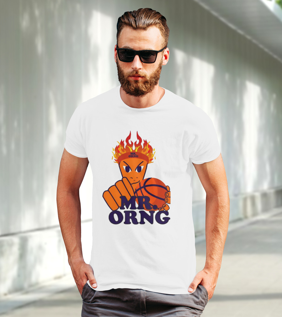 MR ORNG Basketball Flame Fist Character T-Shirt
