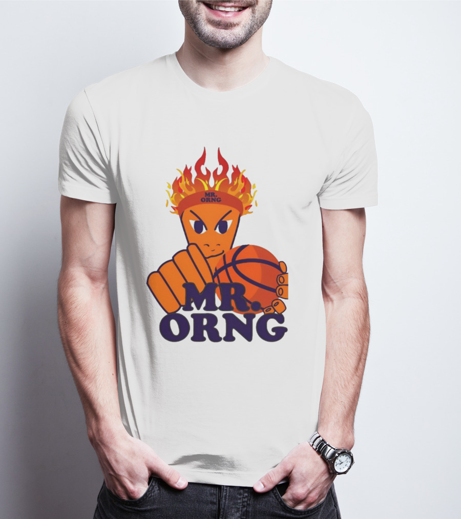 MR ORNG Basketball Flame Fist Character T-Shirt