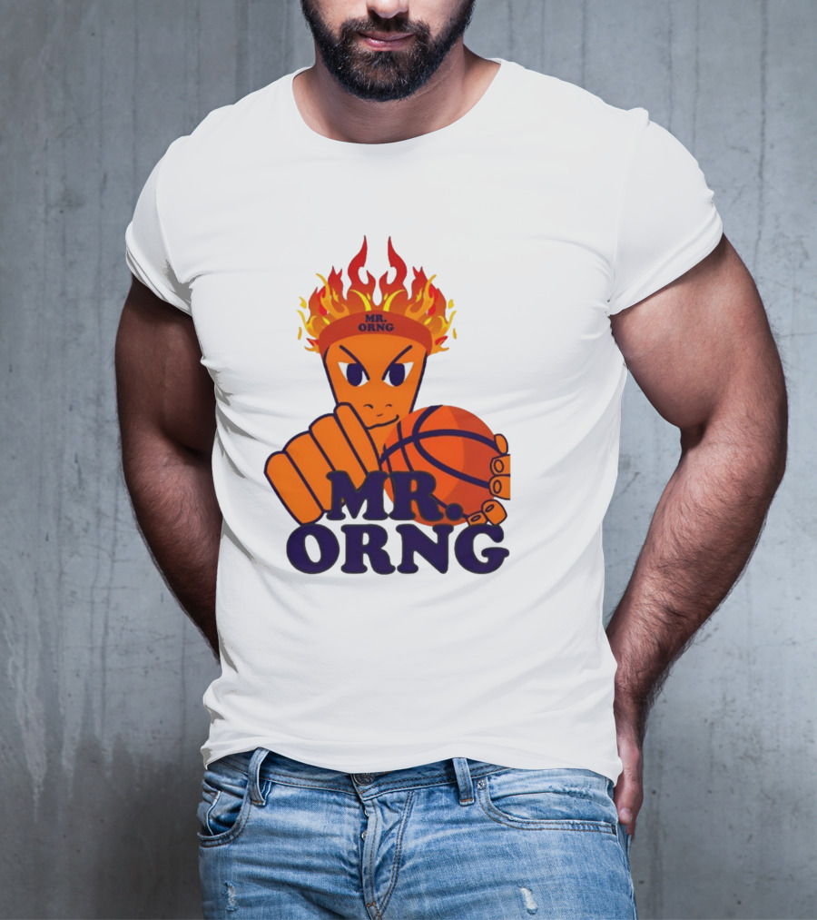MR ORNG Basketball Flame Fist Character T-Shirt