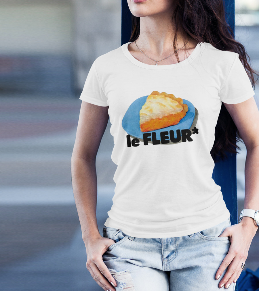Le Fleur Pie Slice On Blue Plate T-Shirt