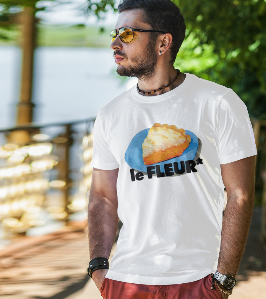 Le Fleur Pie Slice On Blue Plate T-Shirt