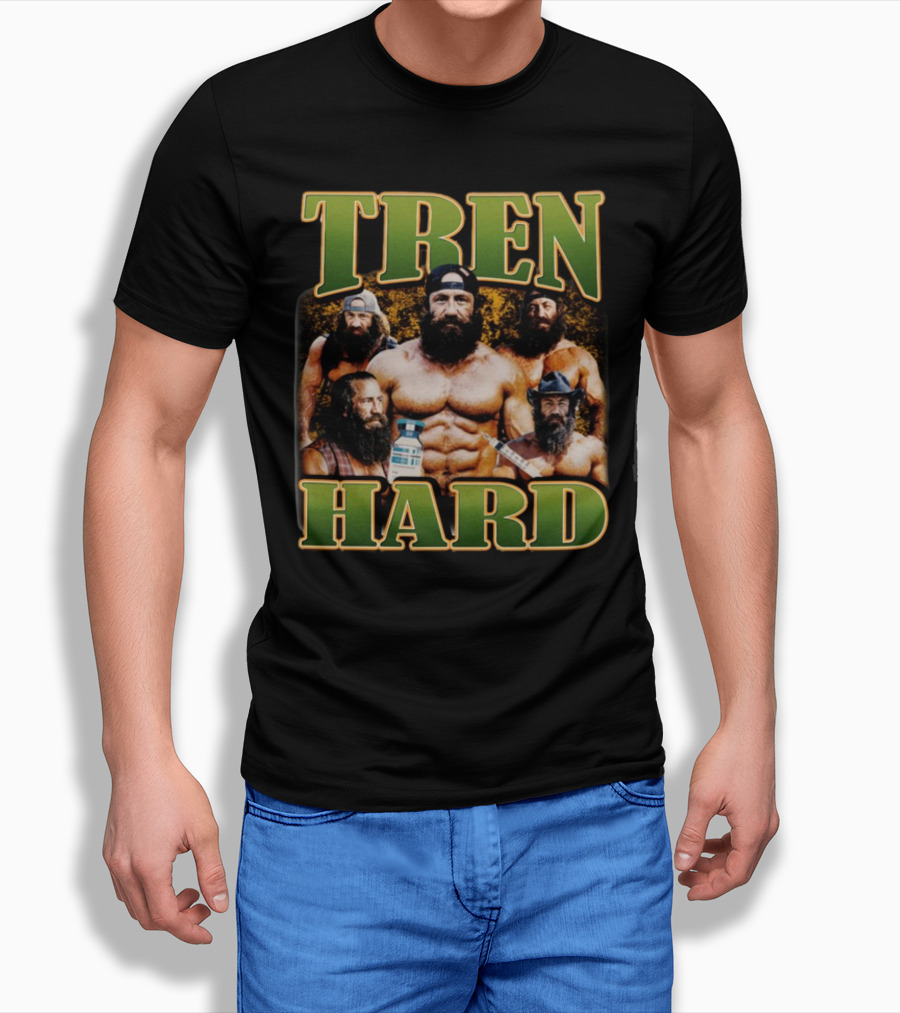 TREN HARD Bodybuilding Bearded Muscular Men With Medicine Bottle T-Shirt