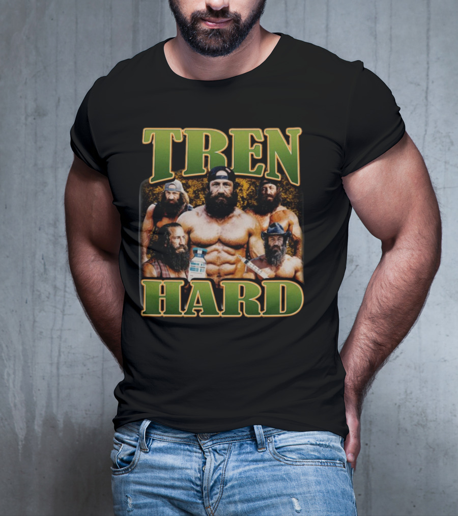 TREN HARD Bodybuilding Bearded Muscular Men With Medicine Bottle T-Shirt