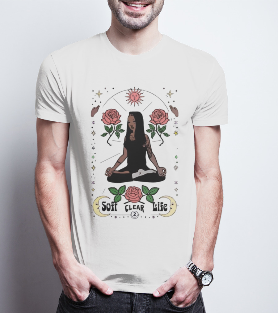 Summer Walker Soft Clear Life Yoga Meditation Roses Moon Sun T-Shirt