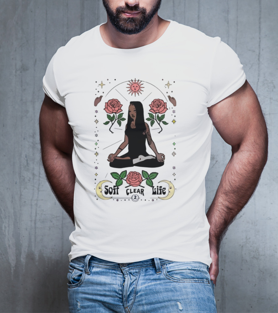Summer Walker Soft Clear Life Yoga Meditation Roses Moon Sun T-Shirt
