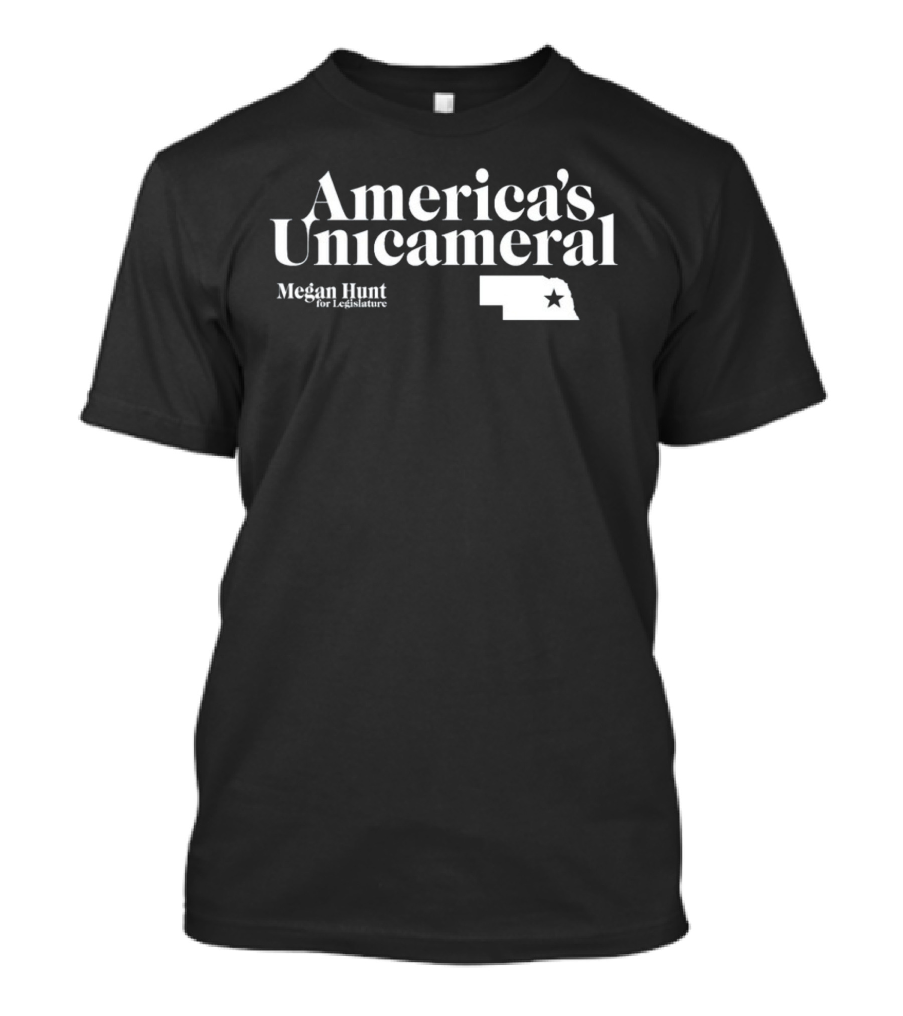 America's Unicameral Megan Hunt For Legislature Nebraska State Map T-Shirt