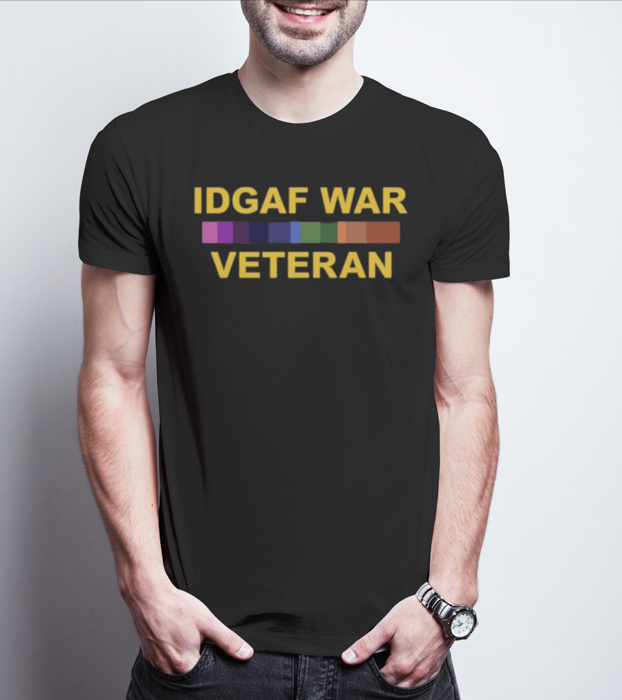 IDGAF War Veteran Color Bars T-Shirt