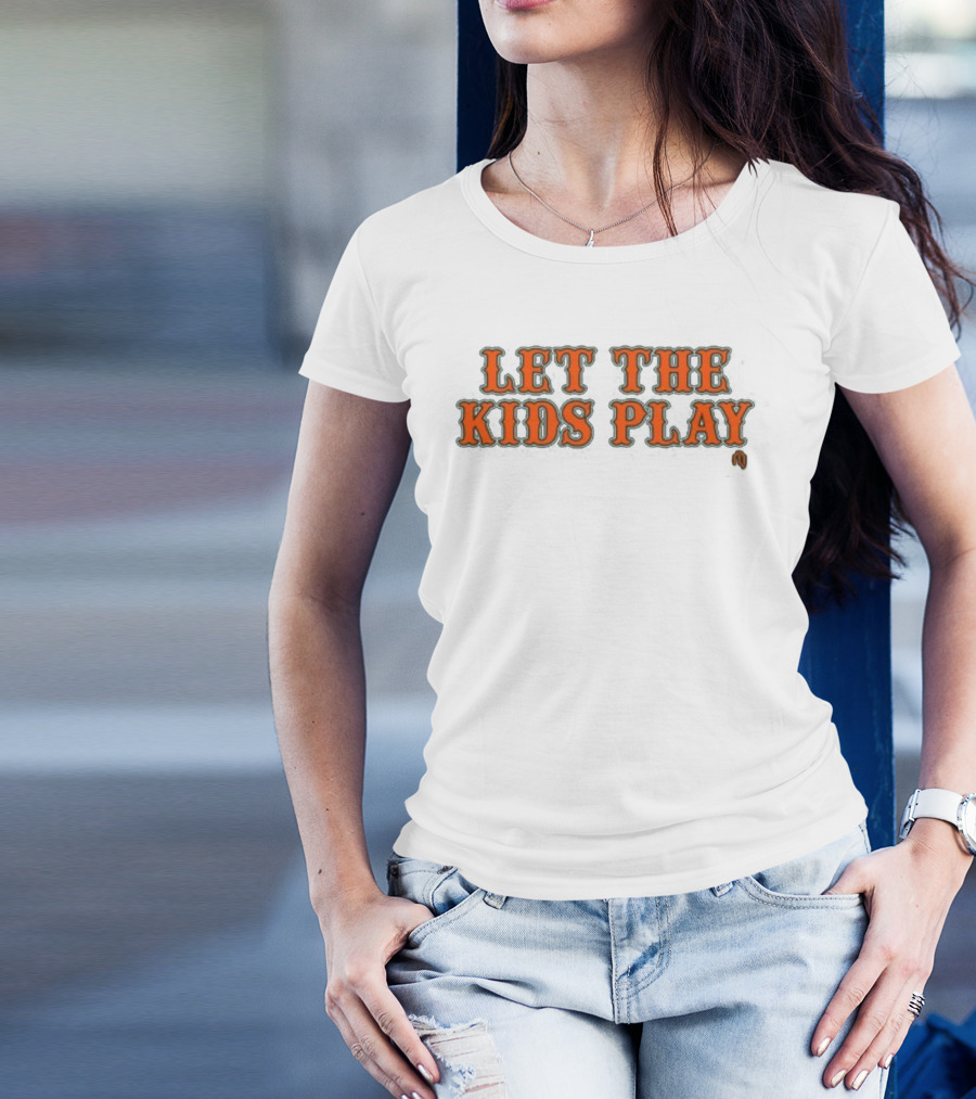Let The Kids Play Baseball Inspired Text T-Shirt