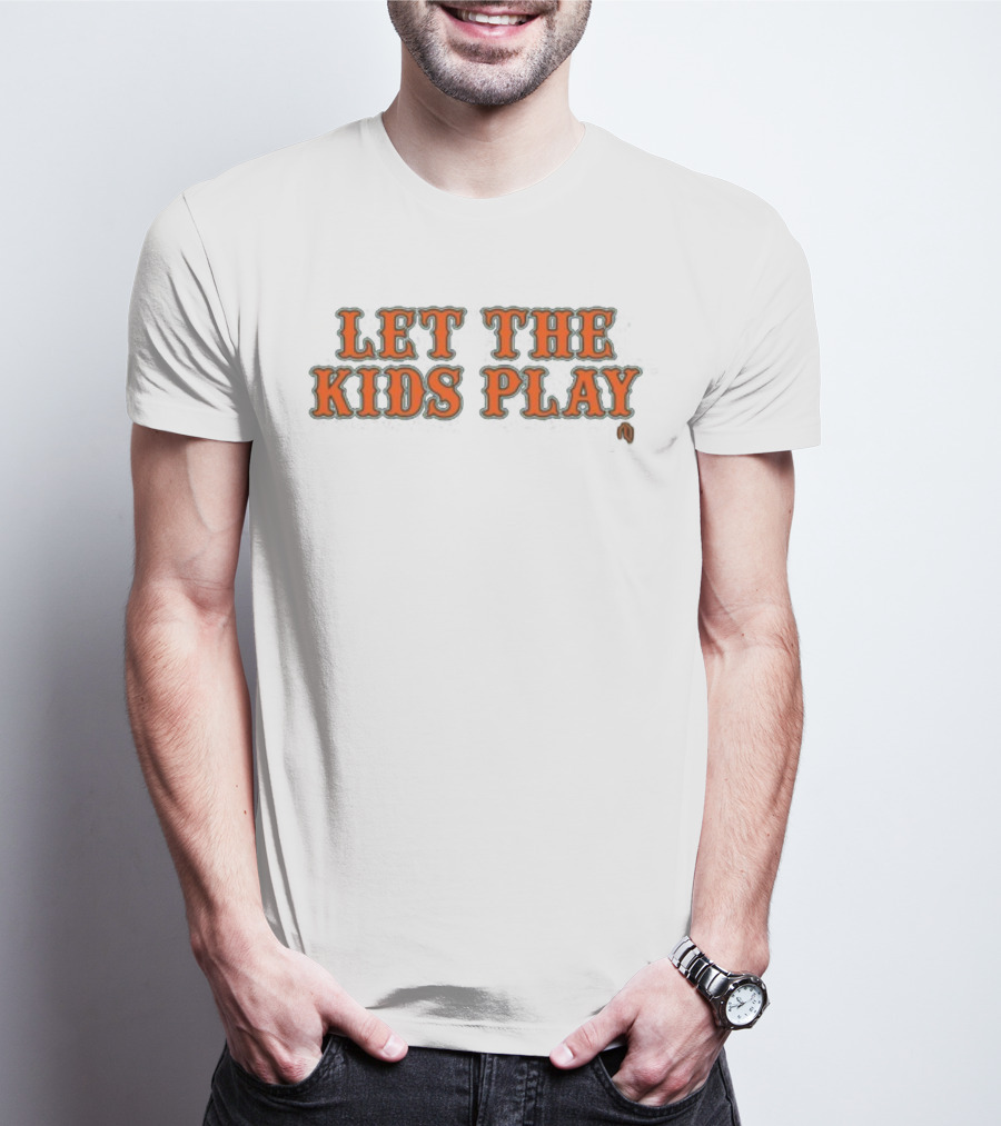 Let The Kids Play Baseball Inspired Text T-Shirt