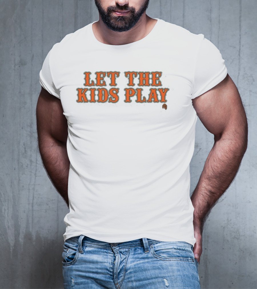 Let The Kids Play Baseball Inspired Text T-Shirt