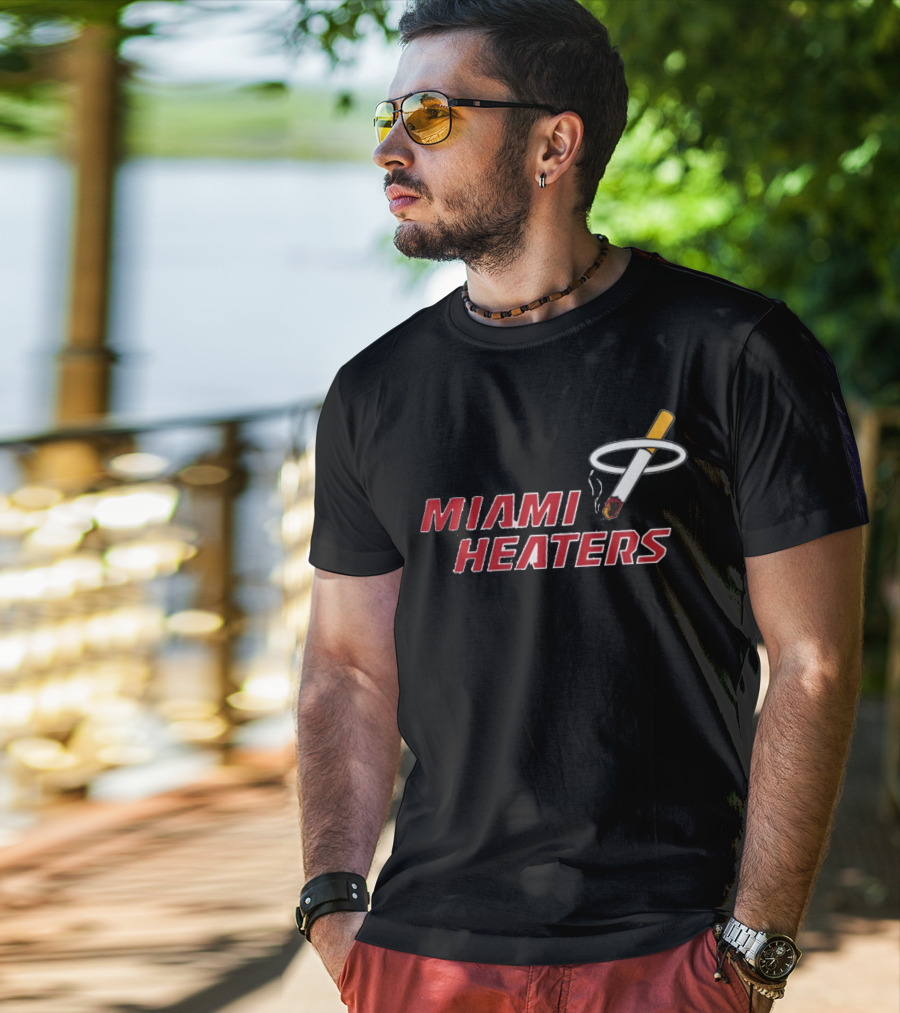 Shitheadsteve Miami Heaters Basketball Parody Smoking Cigarette T-Shirt