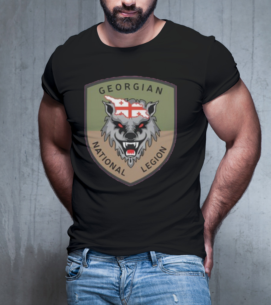 Georgian National Legion Wolf Emblem Georgian Flag мотопіхотний Батальйон 100 ог Бригада T-Shirt