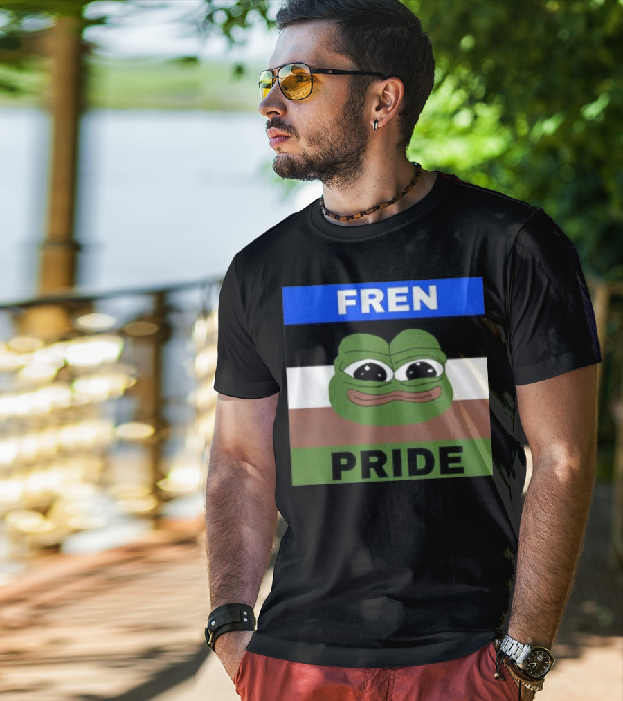 Fren Pride Pepe Flag Image T-Shirt