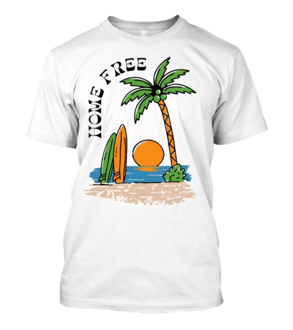 Home Free Surf And Sun Beach Palm Surfboards Sunset T-Shirt