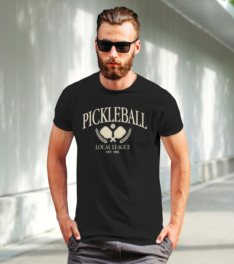 Pickleball Local League Est 1993 Two Paddles And Ball Laurel Wreath T-Shirt