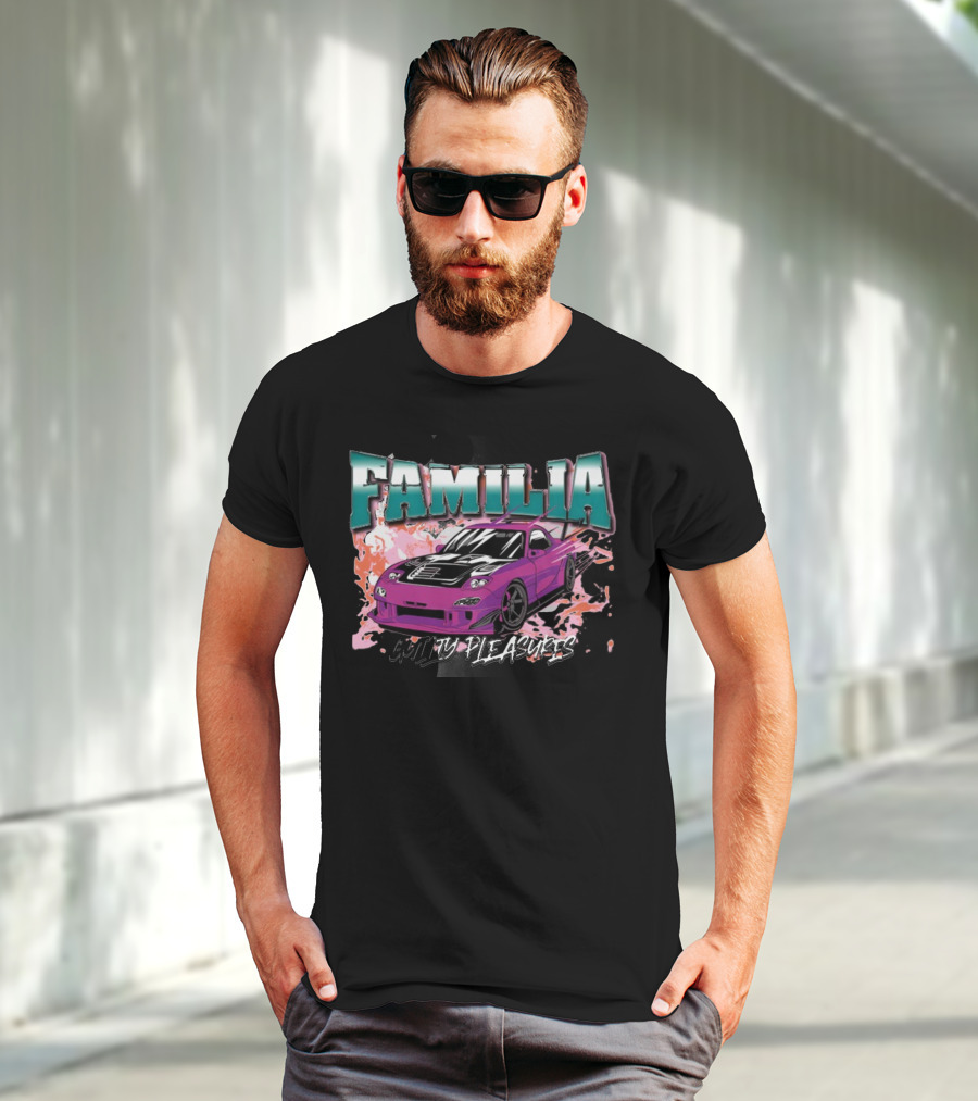 FAMILIA Guilty Pleasures Tryguys Car Explosion T-Shirt