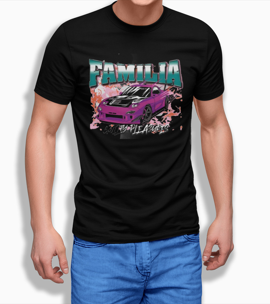 FAMILIA Guilty Pleasures Tryguys Car Explosion T-Shirt