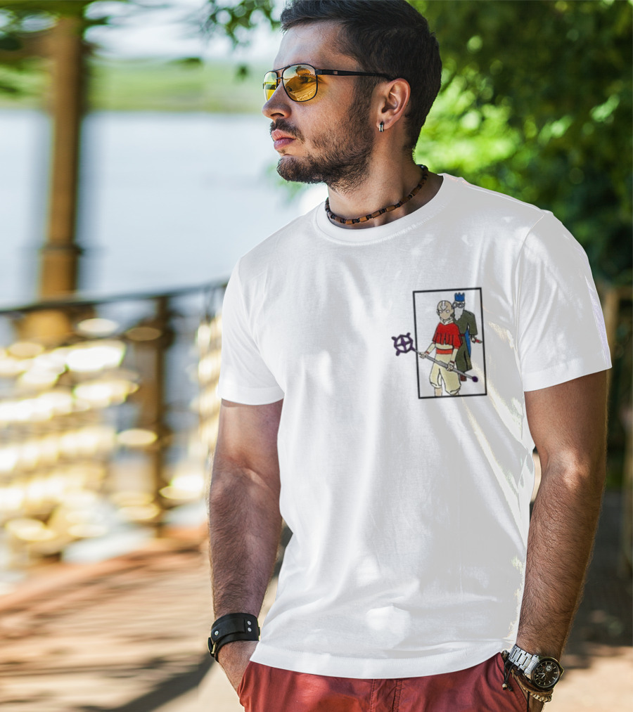 Avatar Aang And Wise Old Man With King Hat And Purple Staff T-Shirt