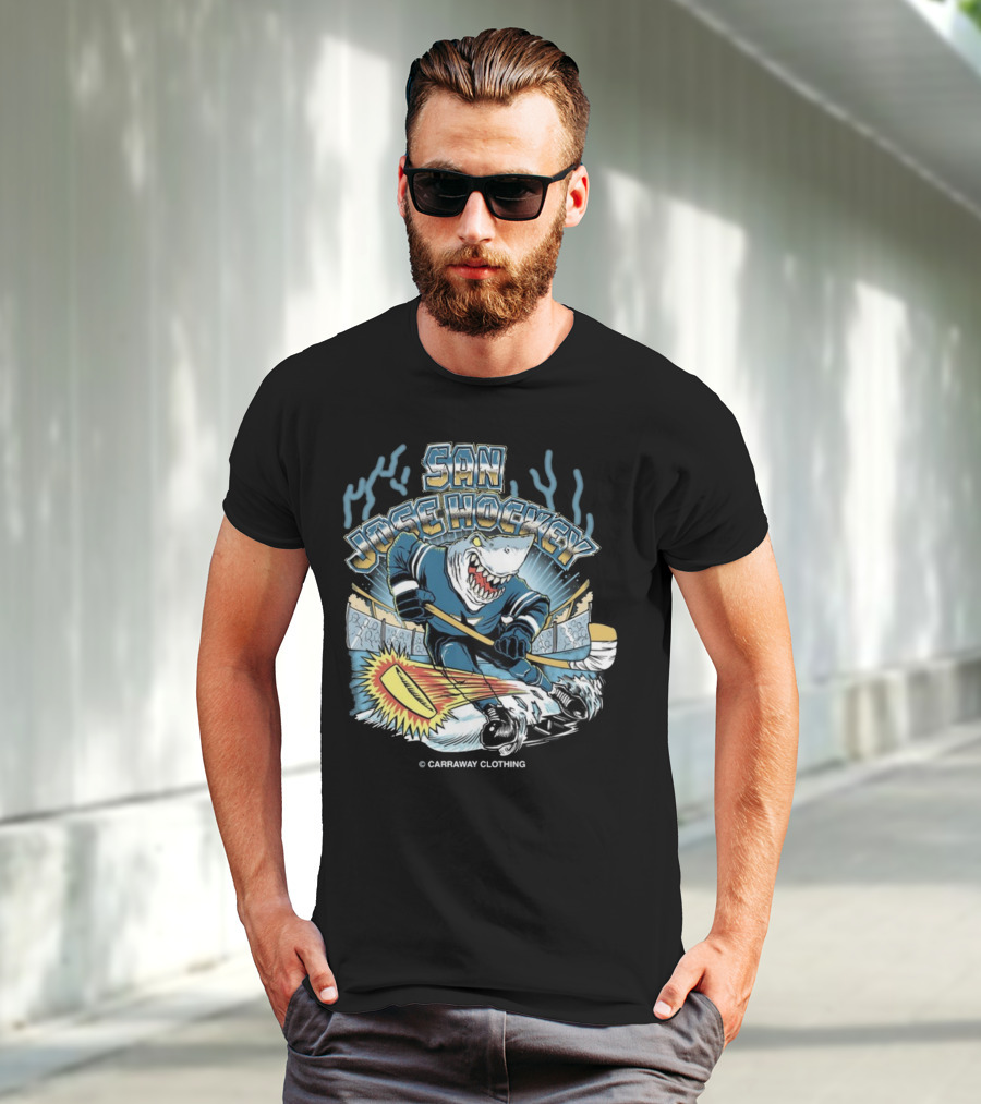 SAN JOSE HOCKEY SHARK ICE ACTION CARAWAY CLOTHING T-Shirt