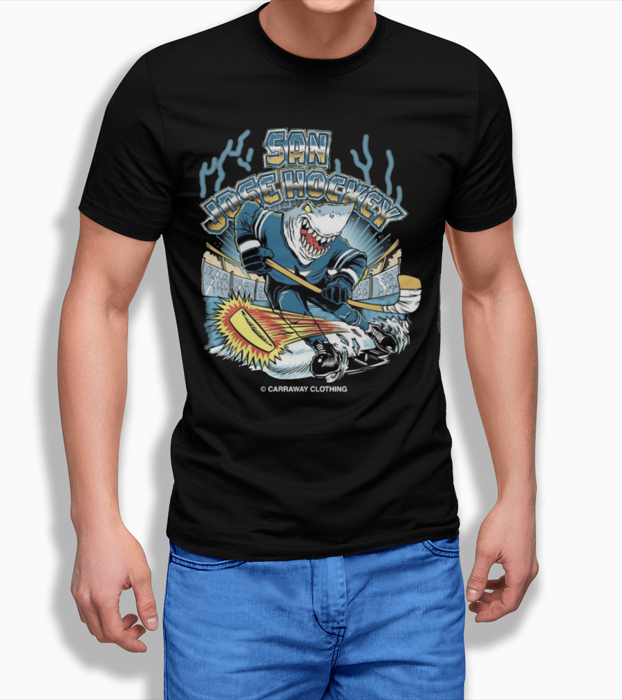SAN JOSE HOCKEY SHARK ICE ACTION CARAWAY CLOTHING T-Shirt